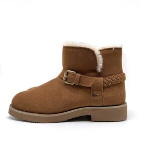 Style & Co. Korri Faux Fur Buckle Winter Ankle Boots Pull On Chestnut Size 8